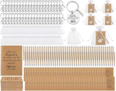 Kosiz 24 Sets Employee Appreciation Gifts Bulk Thank You Notebooks Bamboo Pens Keychains Appreciation Gifts for Students in Saudi Arabia