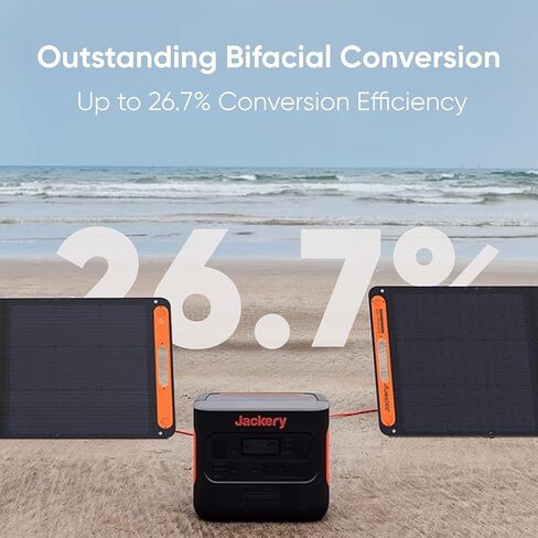 Jackery SolarSaga 200W Portable Solar Panel,IP68 Foldable Bifacial Solar Panels,Compatible with Jackery Explorer Power Station and Solar Generator,for Rooftops Outdoor Camping Off-Grid (Renewed) in Kuwait