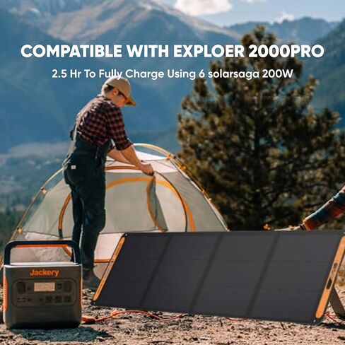 Jackery SolarSaga 200W Portable Solar Panel,IP68 Foldable Bifacial Solar Panels,Compatible with Jackery Explorer Power Station and Solar Generator,for Rooftops Outdoor Camping Off-Grid (Renewed) in Kuwait