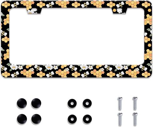 Personalized License Plate Frame Peace and Love Stainless Steel Accessory Hippie License Plate Holder Funny Car Decorative 2 Holes Screws Fits Us Standard License Plates 12.2 X 6.3 in for Men Women in Saudi Arabia