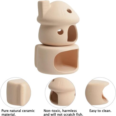 RUIAN Upgrade Aquarium Mushroom House Ceramic Cave Decorations for Pleco Shrimp to Rest and Breed, Hiding (White) in Kuwait