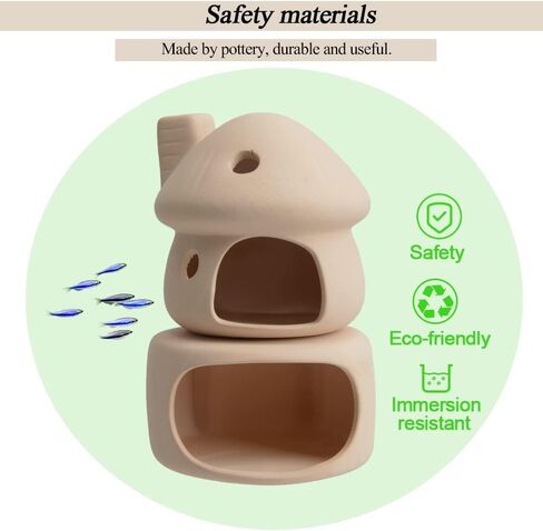 RUIAN Upgrade Aquarium Mushroom House Ceramic Cave Decorations for Pleco Shrimp to Rest and Breed, Hiding (White) in Kuwait