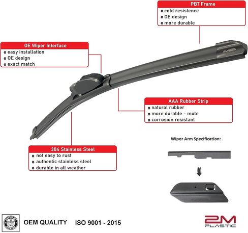 Front Windshield Wiper Blades For Mercedes EQE 350-350+ - 500 - AMG SUV MODELS Premium All-Season OE Quality 2M PLASTIC in Saudi Arabia