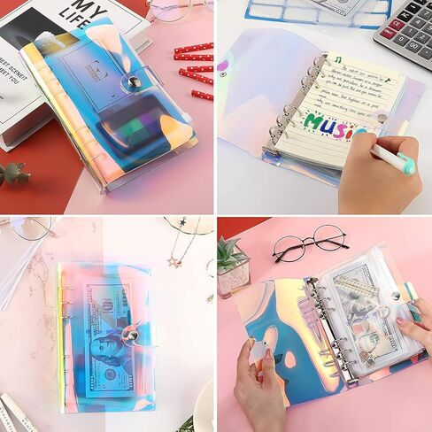 A6 Clear Soft PVC Binder Budget Notebook Cover Planner Folder Cash Envelope System with 8PCS Zipper Pockets(A6 Daisy-8pcs) in Saudi Arabia