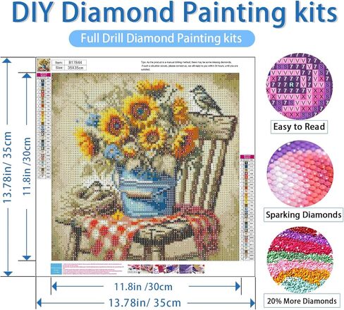 NWQZBYHT الزهور الماس مجموعات الفن للبالغين، الفاوانيا 5D الماس مجموعات الطلاء للمبتدئين، DIY جولة الحفر الكامل النقاط الماس، والزهور جوهرة الطلاء عدة للبالغين الحرف ديكور جدار المنزل 12x16 بوصة in Saudi Arabia