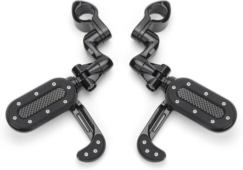 VG MOTO Motorcycle Highway Pegs with Flip-Out Heel Rest Compatible with Harley Road Glide Street Glide Road King Electra Glide Sportster Softail Dyna with 1.25" Engine Guard, Chrome in Saudi Arabia