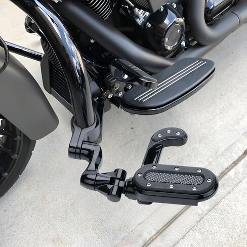 VG MOTO Motorcycle Highway Pegs with Flip-Out Heel Rest Compatible with Harley Road Glide Street Glide Road King Electra Glide Sportster Softail Dyna with 1.25" Engine Guard, Chrome in Saudi Arabia
