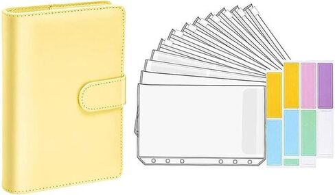 A6 Office Budgets Planner Transparent Pockets Waterproof Faux Leather File Folder Receipt Coupon Cash Envelope Binder(Laser Pink) in Saudi Arabia