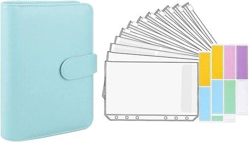 A6 Office Budgets Planner Transparent Pockets Waterproof Faux Leather File Folder Receipt Coupon Cash Envelope Binder(Laser Pink) in Saudi Arabia
