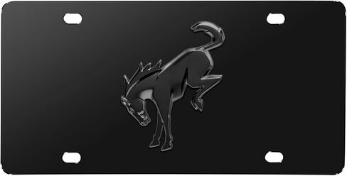 iPick Image for Ford Bronco 3D Black Logo on Black Stainless Steel License Plate - Official Licensed in Saudi Arabia