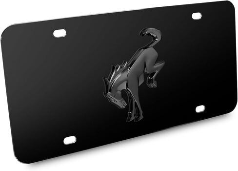 iPick Image for Ford Bronco 3D Black Logo on Black Stainless Steel License Plate - Official Licensed in Saudi Arabia