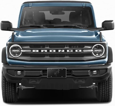 iPick Image for Ford Bronco 3D Black Logo on Black Stainless Steel License Plate - Official Licensed in Saudi Arabia