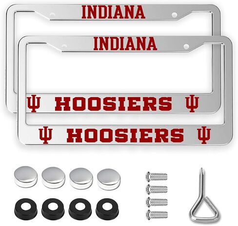 2 Packs for Oklahoma Sooners License Plate Frames,2 Holes Silver License Plate Holder for OU,Universal Aluminum Tag Frame for License Plate for Front and Rear Car Tags in Saudi Arabia
