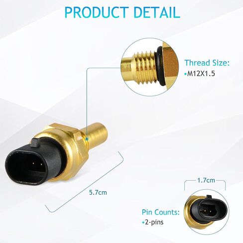 Engine Coolant Temperature Sensor Compatible with Chevy Cavalier Cobalt Equinox Express Silverado 1500 2500 HD 3500 GMC Sierra Pontiac G5 Saturn, Replace 19236568 213-4514 213-4333 in Saudi Arabia