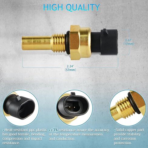 Engine Coolant Temperature Sensor Compatible with Chevy Cavalier Cobalt Equinox Express Silverado 1500 2500 HD 3500 GMC Sierra Pontiac G5 Saturn, Replace 19236568 213-4514 213-4333 in Saudi Arabia