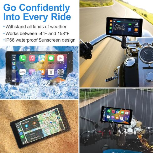 كاميرا قياس الدراجة النارية، كاميرا Apple Carplay للدراجات النارية ونظام ملاحة GPS لنظام Android التلقائي للدراجات النارية، كاميرات مزدوجة HD 1080P، كاميرا دراجة نارية، بلوتوث، دعم Siri، Google Assistant، TF-128GB in Kuwait