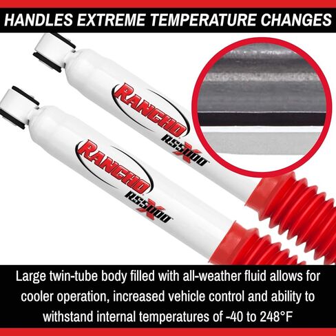 Pair of Rancho RS5000X Rear Shocks fits 2009 2013 F150 4WD with 0" Rear Lift | Improves Handling & Performance | Reduces Fade | Includes TrendsAuto Decal in Saudi Arabia