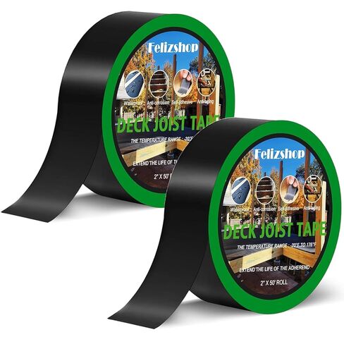 Felizshop Butyl Joist Tape 2" x 50'Deck Tape Weather Resistance Deck Joist Tape and Waterproof Self-Adhesive Flashing Tape for Joists Beams Building in Kuwait