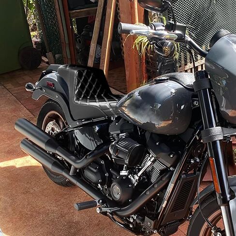 وسادة خلفية أمامية لمقعد السائق من قطعة واحدة تناسب Harley Softail Fat Boy FLFB FLFBS 2018-2025 Breakout FXBR 2023-2025 (خياطة بيضاء) in Kuwait