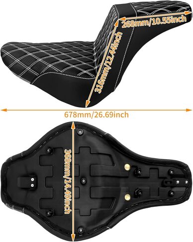 وسادة خلفية أمامية لمقعد السائق من قطعة واحدة تناسب Harley Softail Fat Boy FLFB FLFBS 2018-2025 Breakout FXBR 2023-2025 (خياطة بيضاء) in Kuwait
