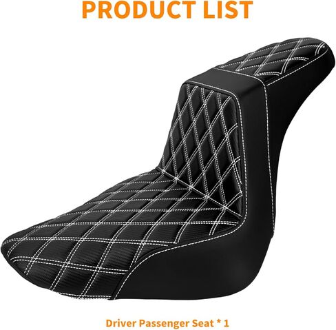 وسادة خلفية أمامية لمقعد السائق من قطعة واحدة تناسب Harley Softail Fat Boy FLFB FLFBS 2018-2025 Breakout FXBR 2023-2025 (خياطة بيضاء) in Kuwait