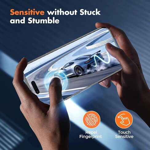 واقي شاشة غير قابل للكسر لهاتف iPhone 16 Pro، عبوة من 3 قطع، واقي شاشة من الزجاج المقوى عالي الدقة [تغطية كاملة] [سهل التركيب] [فقاعات مجانية] [فقط لهاتف Apple iPhone 16 Pro] in Kuwait