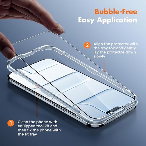 واقي شاشة غير قابل للكسر لهاتف iPhone 16 Pro، عبوة من 3 قطع، واقي شاشة من الزجاج المقوى عالي الدقة [تغطية كاملة] [سهل التركيب] [فقاعات مجانية] [فقط لهاتف Apple iPhone 16 Pro] in Kuwait