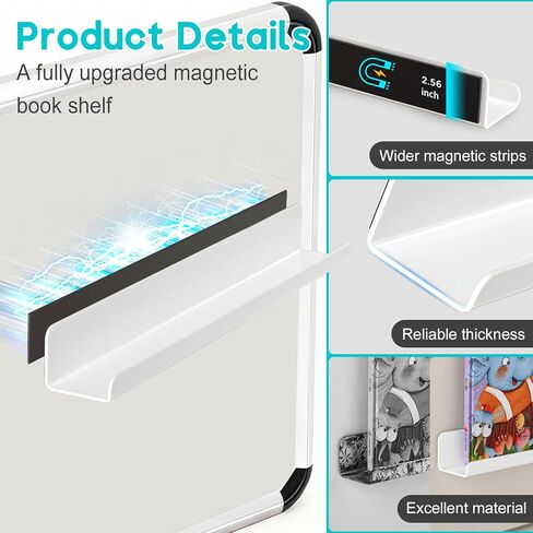2-Pack Magnetic Shelf for Whiteboard Organizer, Holds 10 lbs Acrylic Magnetic Bookshelf Whiteboard with Pen Holder, White Board Shelf for Classroom Office Kitchen in Saudi Arabia