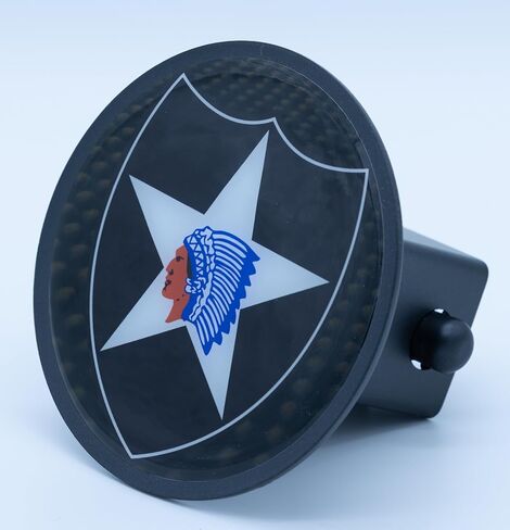 Freedom Forged “2nd Infantry Division – Indianhead" Trailer Hitch Cover – Heavy-Duty Steel, UV-Resistant Powder Coat – Fits 2″ Receiver – U.S. Army Veteran Truck Accessory – Made in USA in Saudi Arabia