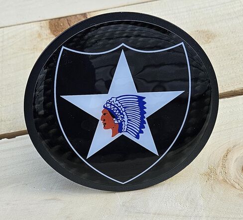 Freedom Forged “2nd Infantry Division – Indianhead" Trailer Hitch Cover – Heavy-Duty Steel, UV-Resistant Powder Coat – Fits 2″ Receiver – U.S. Army Veteran Truck Accessory – Made in USA in Saudi Arabia
