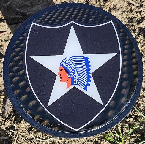 Freedom Forged “2nd Infantry Division – Indianhead" Trailer Hitch Cover – Heavy-Duty Steel, UV-Resistant Powder Coat – Fits 2″ Receiver – U.S. Army Veteran Truck Accessory – Made in USA in Saudi Arabia