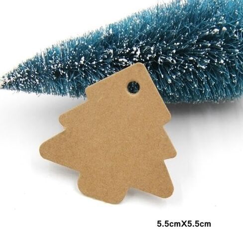 100PCS Tree Shape Paper Tags Kraft Labels Paper Cards Tags DIY Christmas Wedding Party Blank Hang Gifts (Brown) in Saudi Arabia