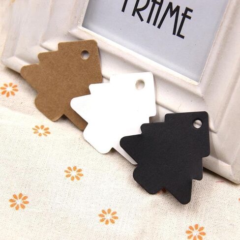 100PCS Tree Shape Paper Tags Kraft Labels Paper Cards Tags DIY Christmas Wedding Party Blank Hang Gifts (Brown) in Saudi Arabia
