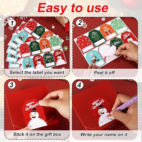 120 قطعة من بطاقات الهدايا لعيد الميلاد، وعيد الميلاد المجيد، ملصقات شكر ذاتية اللصق، علامات اسم عيد الميلاد تقدم ملصقات لتزيين الهدايا الاحتفالية (النمط 2) in Kuwait
