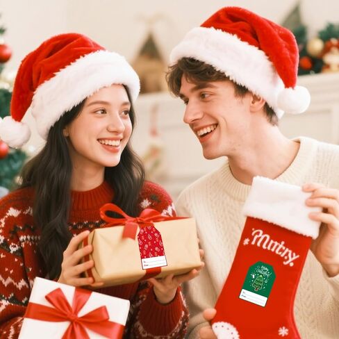 120 قطعة من بطاقات الهدايا لعيد الميلاد، وعيد الميلاد المجيد، ملصقات شكر ذاتية اللصق، علامات اسم عيد الميلاد تقدم ملصقات لتزيين الهدايا الاحتفالية (النمط 2) in Kuwait