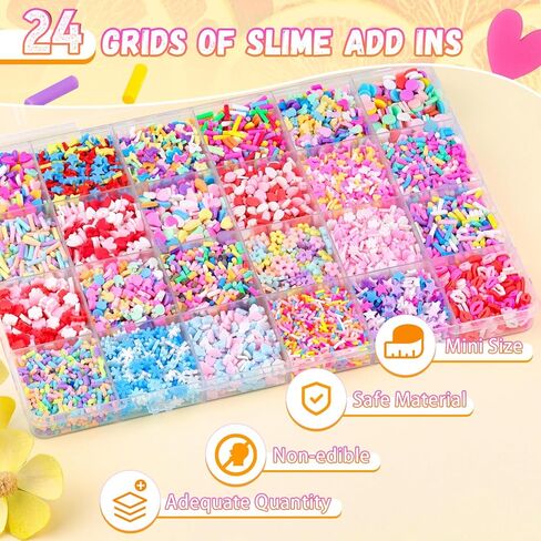 24-Grid Slime Mix Ins Non-edible Polymer Clay Slime Add Ins|Fake Sprinkles Kawaii Charms for Nail Art Design,Lip Gloss,Cellphone Decorations Assorted Sprinkle Decoration & Accessories for DIY Crafting in Saudi Arabia