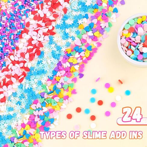 24-Grid Slime Mix Ins Non-edible Polymer Clay Slime Add Ins|Fake Sprinkles Kawaii Charms for Nail Art Design,Lip Gloss,Cellphone Decorations Assorted Sprinkle Decoration & Accessories for DIY Crafting in Saudi Arabia
