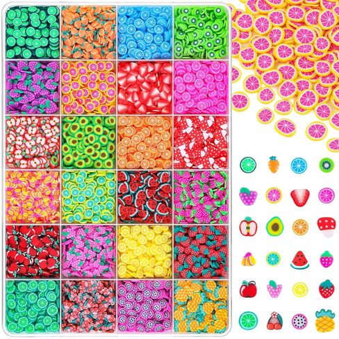 24-Grid Slime Mix Ins Non-edible Polymer Clay Slime Add Ins|Fake Sprinkles Kawaii Charms for Nail Art Design,Lip Gloss,Cellphone Decorations Assorted Sprinkle Decoration & Accessories for DIY Crafting in Saudi Arabia