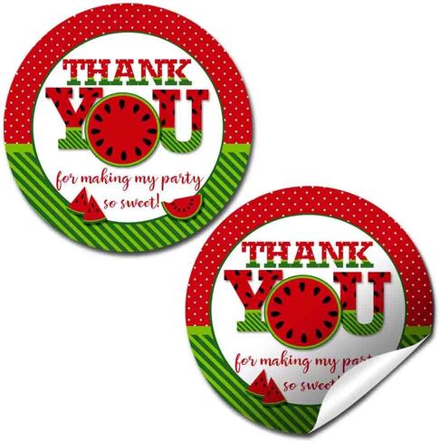 Pink Watermelon 1st Birthday Party Thank You Sticker Labels, 40 2" Party Circle Stickers by AmandaCreation, Great for Party Favors, Envelope Seals & Goodie Bags in Saudi Arabia