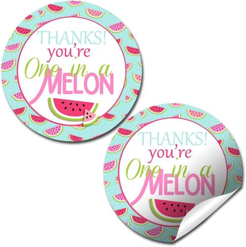 Pink Watermelon 1st Birthday Party Thank You Sticker Labels, 40 2" Party Circle Stickers by AmandaCreation, Great for Party Favors, Envelope Seals & Goodie Bags in Saudi Arabia