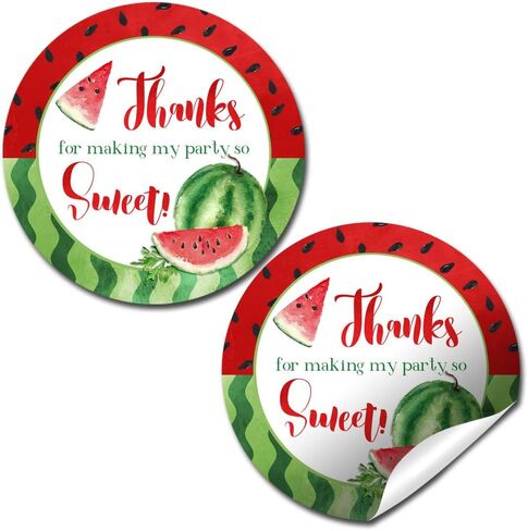 Pink Watermelon 1st Birthday Party Thank You Sticker Labels, 40 2" Party Circle Stickers by AmandaCreation, Great for Party Favors, Envelope Seals & Goodie Bags in Saudi Arabia
