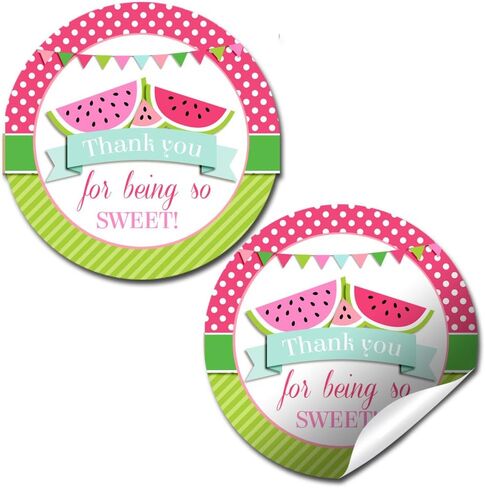 Pink Watermelon 1st Birthday Party Thank You Sticker Labels, 40 2" Party Circle Stickers by AmandaCreation, Great for Party Favors, Envelope Seals & Goodie Bags in Saudi Arabia