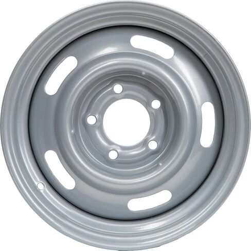 Speedway Motors 15x8 Inch GM Rally Truck Wheel Set, 5 on 5 Inch Bolt Pattern, Silver Painted Steel Construction for RWD Vehicles, Classic OEM Style Replacement, Sold as a Pair in Saudi Arabia