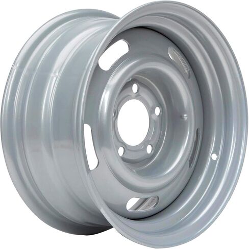 Speedway Motors 15x8 Inch GM Rally Truck Wheel Set, 5 on 5 Inch Bolt Pattern, Silver Painted Steel Construction for RWD Vehicles, Classic OEM Style Replacement, Sold as a Pair in Saudi Arabia