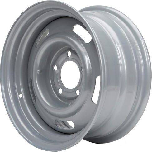 Speedway Motors 15x8 Inch GM Rally Truck Wheel Set, 5 on 5 Inch Bolt Pattern, Silver Painted Steel Construction for RWD Vehicles, Classic OEM Style Replacement, Sold as a Pair in Saudi Arabia