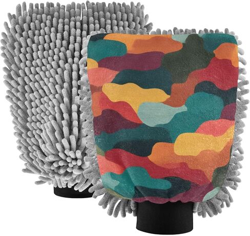 AIXIWAWA Vivid Camo Print Car Wash Mitt Washing Glove Scratch Free Water Absorbent 2 Pack Large in Saudi Arabia