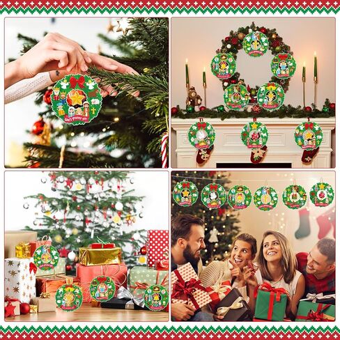 Pasimy 24 Sets Nativity Wreath Crafts Kits Religious Christmas DIY Crafts Nativity Scene Hanging Ornaments Holy Night Craft Stickers for Home Class Religious Xmas Holiday Party Game Activities Decor in Saudi Arabia