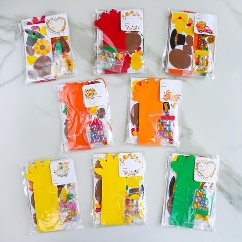 Winlyn 24 Sets Thanksgiving Turkey Craft Kits Fall Kids Crafts DIY Turkey Bookmarks Art Sets Autumn Leaf Turkey Foam Stickers Arts and Crafts for Kids Holiday Party Favors Home Classroom Activities in Saudi Arabia