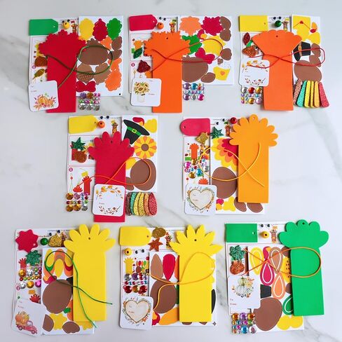 Winlyn 24 Sets Thanksgiving Turkey Craft Kits Fall Kids Crafts DIY Turkey Bookmarks Art Sets Autumn Leaf Turkey Foam Stickers Arts and Crafts for Kids Holiday Party Favors Home Classroom Activities in Saudi Arabia