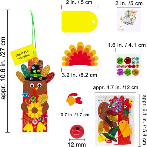 Winlyn 24 Sets Thanksgiving Turkey Craft Kits Fall Kids Crafts DIY Turkey Bookmarks Art Sets Autumn Leaf Turkey Foam Stickers Arts and Crafts for Kids Holiday Party Favors Home Classroom Activities in Saudi Arabia